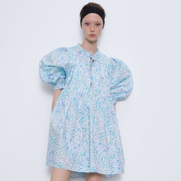 Zara Dresses Printed Poplin Dress Poshmark